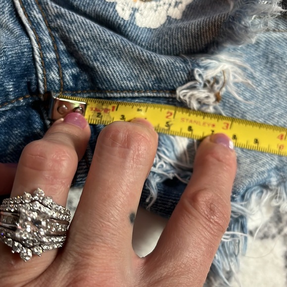 7 for All Mankind Distressed Painted Light Denim Cut Off Shorts w/ Sunflowers 23 - Picture 8 of 12